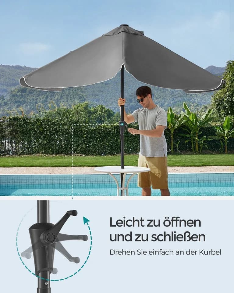 SONGMICS Sonnenschirm Balkon UPF 50+ Beidseitig Knickbar - Bild 3