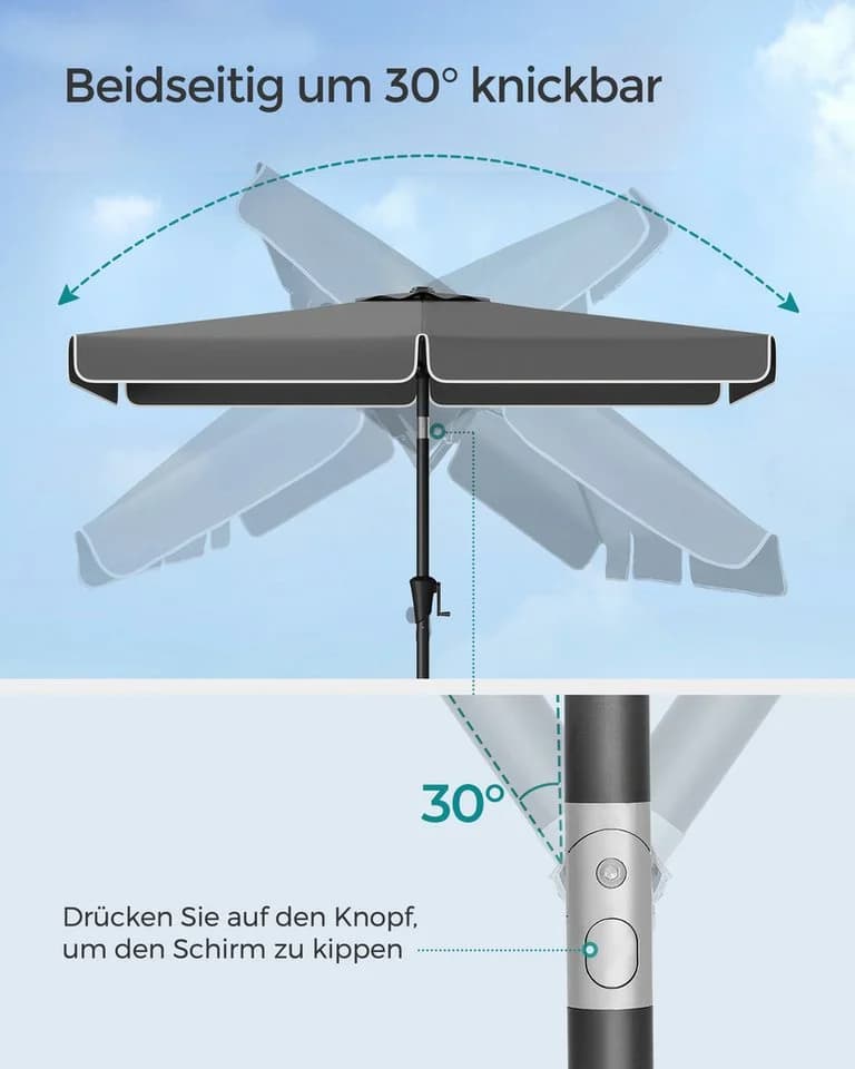 SONGMICS Sonnenschirm Balkon UPF 50+ Beidseitig Knickbar - Bild 4