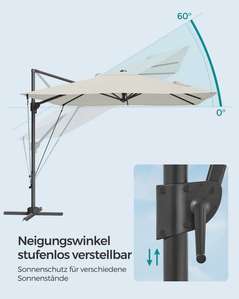 SONGMICS Sonnenschirm 270x270 cm UPF 50+ 360° drehbar - Bild 5