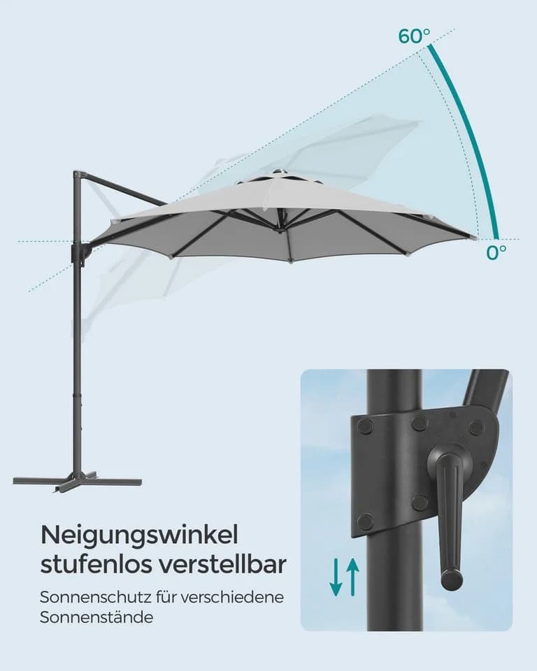 SONGMICS Sonnenschirm 300cm Ampelschirm mit 28 Solar-LED-Leuchten - Bild 4