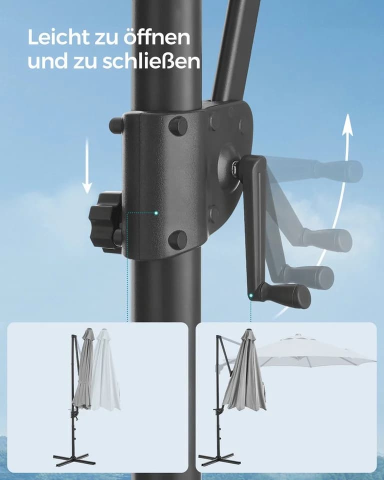 SONGMICS Sonnenschirm 300cm Ampelschirm mit 28 Solar-LED-Leuchten - Bild 5