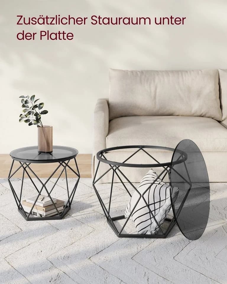 VASAGLE Couchtisch-Set 2er Set Beistelltisch Schiefergrau-Tintenschwarz - Bild 5