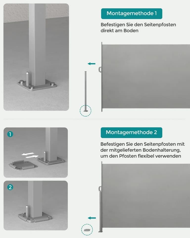 SONGMICS Seitenmarkise Sichtschutz Windschutz Markise ausziehbar - Bild 4