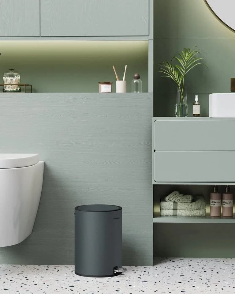 SONGMICS Kosmetikeimer Softclose 3L Schwarz/Grüngrau