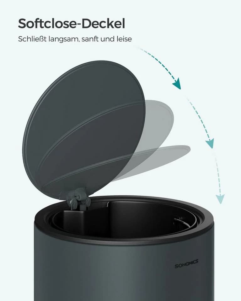 SONGMICS Kosmetikeimer Softclose 3L Schwarz/Grüngrau - Bild 3
