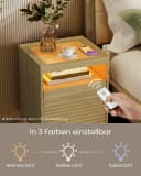 VASAGLE Nachttisch mit LED-Beleuchtung, Natureichenfarben Bild 3