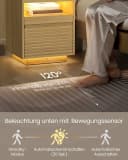 VASAGLE Nachttisch mit LED-Beleuchtung, Natureichenfarben Bild 4