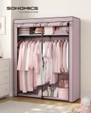 SONGMICS Stoffschrank mit 2 Kleiderstangen und Ablagen Faltbar Lavendellila Bild 1