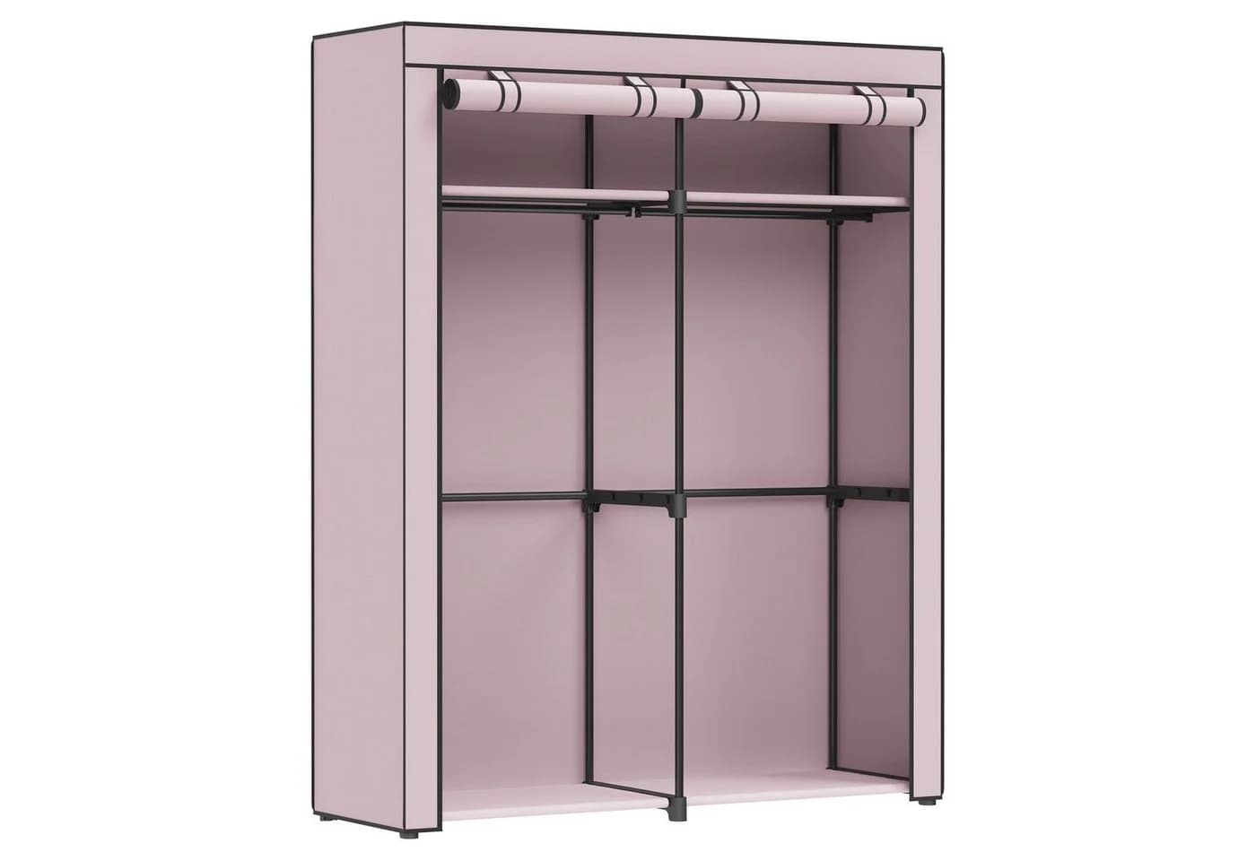 SONGMICS Stoffschrank mit 2 Kleiderstangen und Ablagen Faltbar Lavendellila - Bild 3
