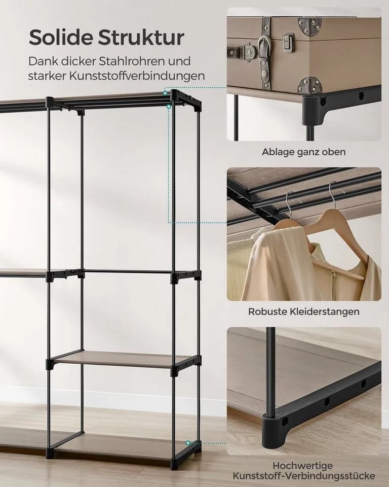 SONGMICS Kleiderständer offen 3 Hängefächer 138x43x182 cm - Bild 5