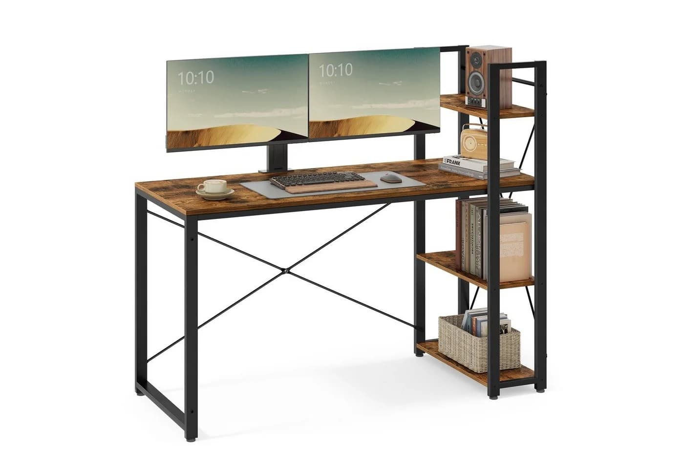 VASAGLE Schreibtisch Computertisch 137,2 cm mit Regalböden rechts oder links - Bild 2