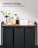 VASAGLE Wäschekorb 3 Fächer mit Ablage ausziehbar abnehmbar 3 x 38 L Bild 4