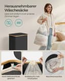 SONGMICS Wäschekorb 90 L mit Deckel und Bambusgriffen Bild 5