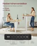 VASAGLE Schreibtisch Höhenverstellbar Elektrisch Steckdosen Stoffschublade Goldeichenfarben Bild 4