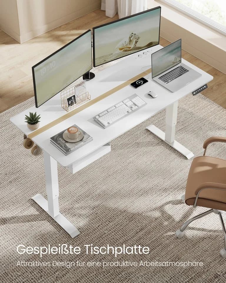 VASAGLE Schreibtisch Höhenverstellbar Elektrisch mit Steckdosen und Stoffschublade - Bild 5