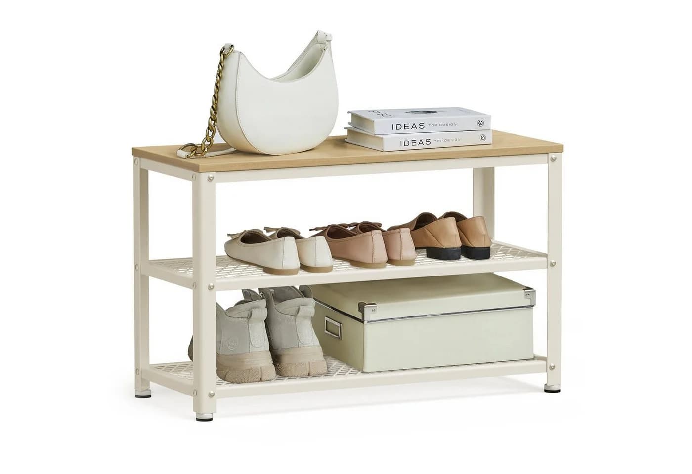 VASAGLE Schuhbank Beige Schuhregal 73x30x45 cm - Bild 2