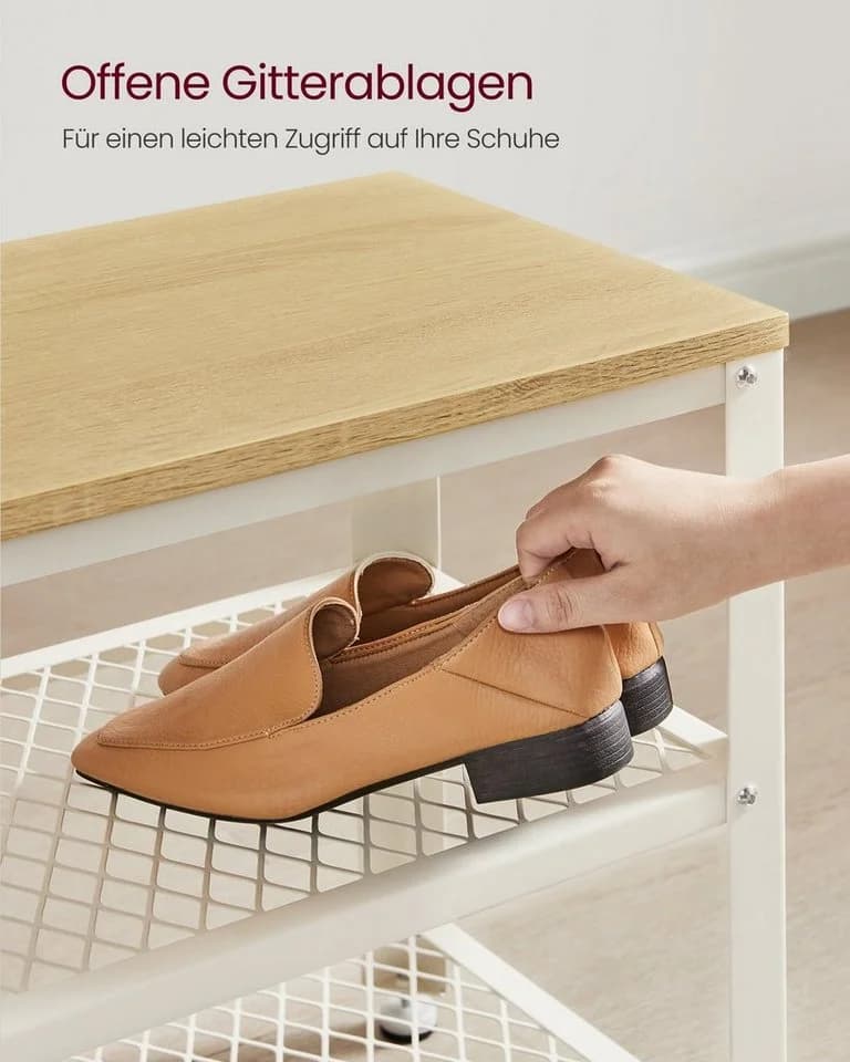 VASAGLE Schuhbank Beige Schuhregal 73x30x45 cm - Bild 4