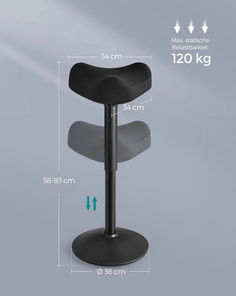 SONGMICS Arbeitshocker Stehhocker 360° neigbar Schreibtischstuhl Anti-Rutsch - Bild 5