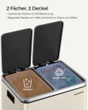 SONGMICS Mülltrennsystem 2x15L Treteimer Softclose Schwarz/Beige Bild 4