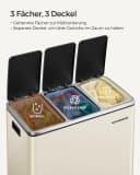 SONGMICS Mülltrennsystem 3x18L Beige/Gelb mit Fußpedal Bild 1