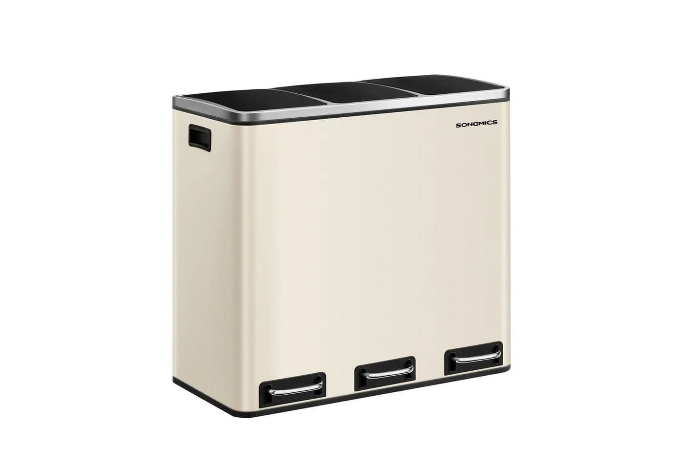 SONGMICS Mülltrennsystem 3x18L Beige/Gelb mit Fußpedal - Bild 2