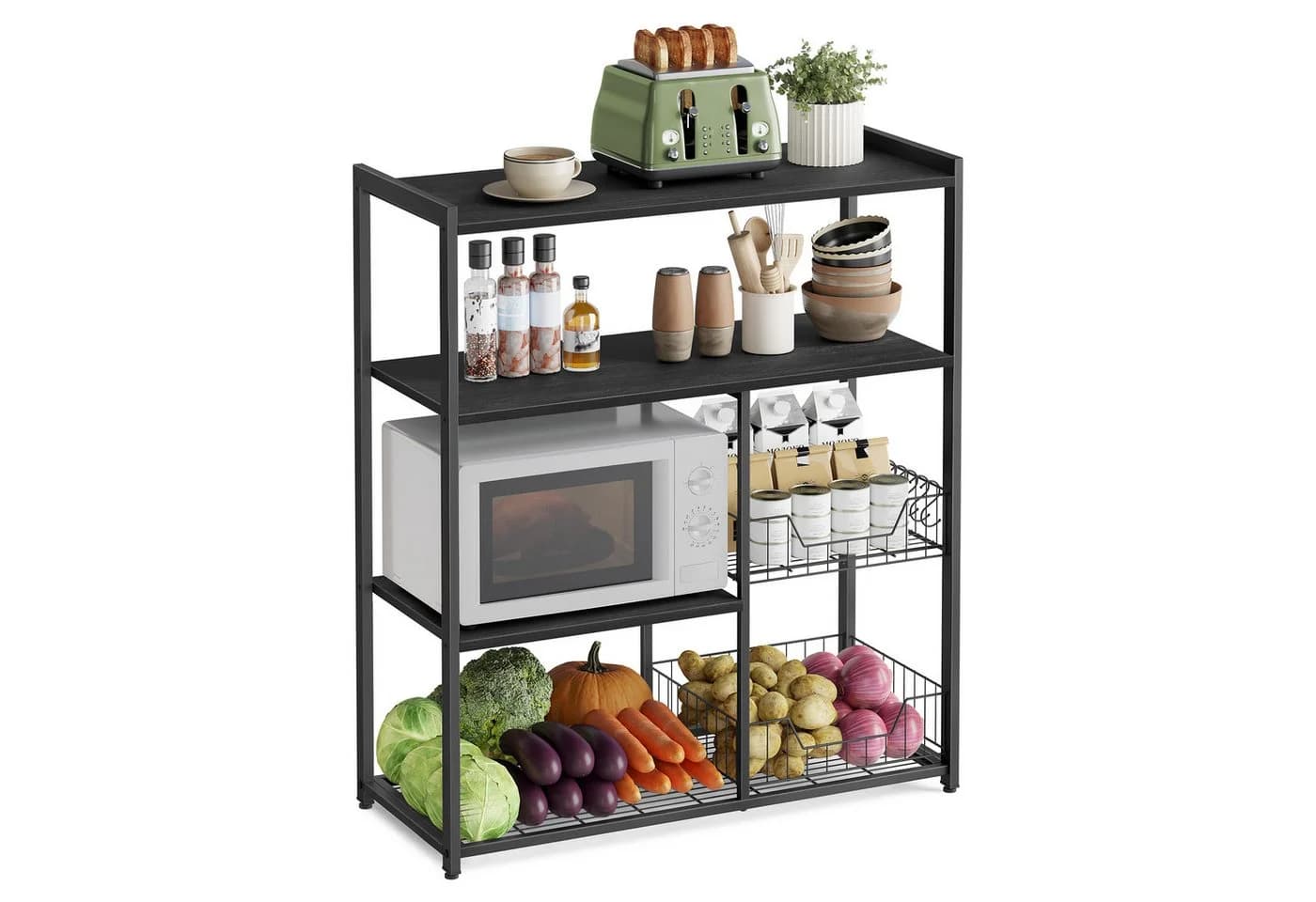 VASAGLE Küchenregal Standregal 6 Haken 80x35x95 cm Anthrazitgrau - Bild 2