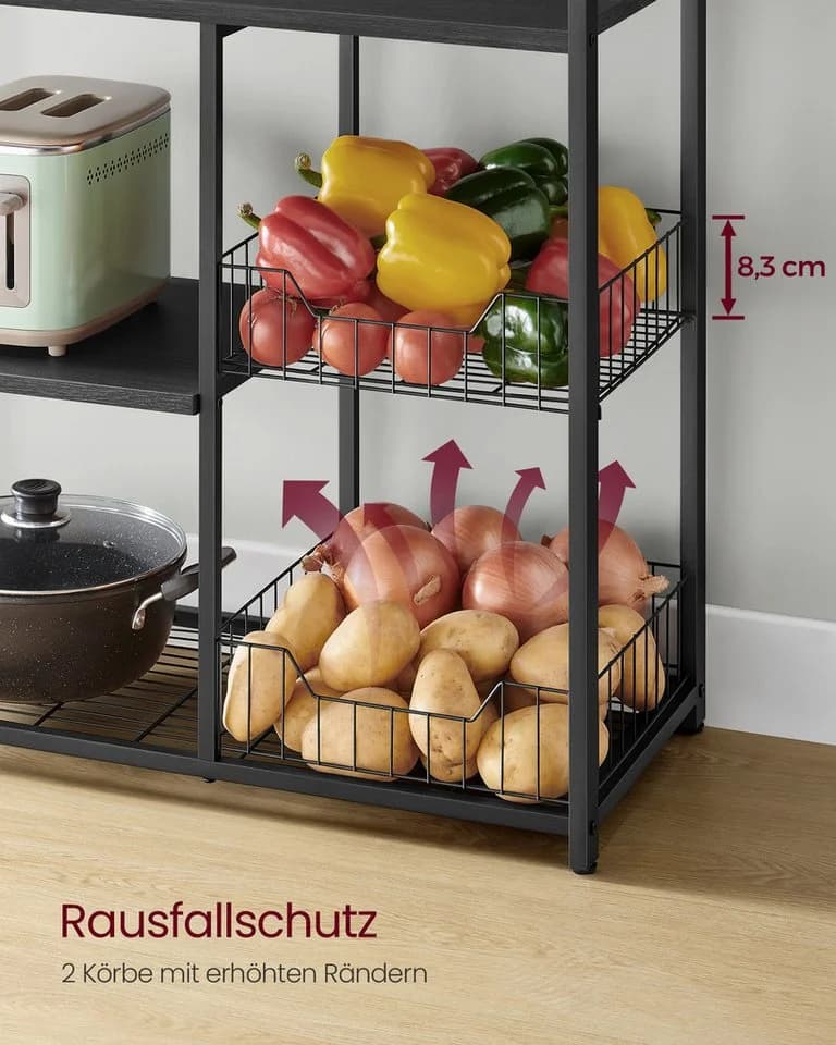 VASAGLE Küchenregal Standregal 6 Haken 80x35x95 cm Anthrazitgrau - Bild 5