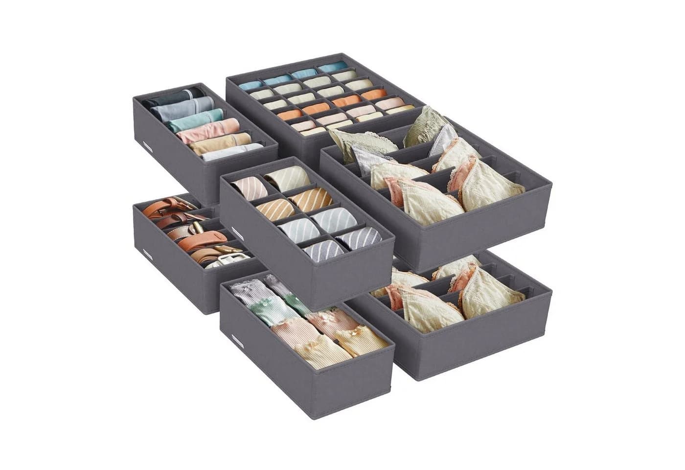 SONGMICS Aufbewahrungsbox Schubladen-Organizer 8er Set Grau Stoffboxen - Bild 2