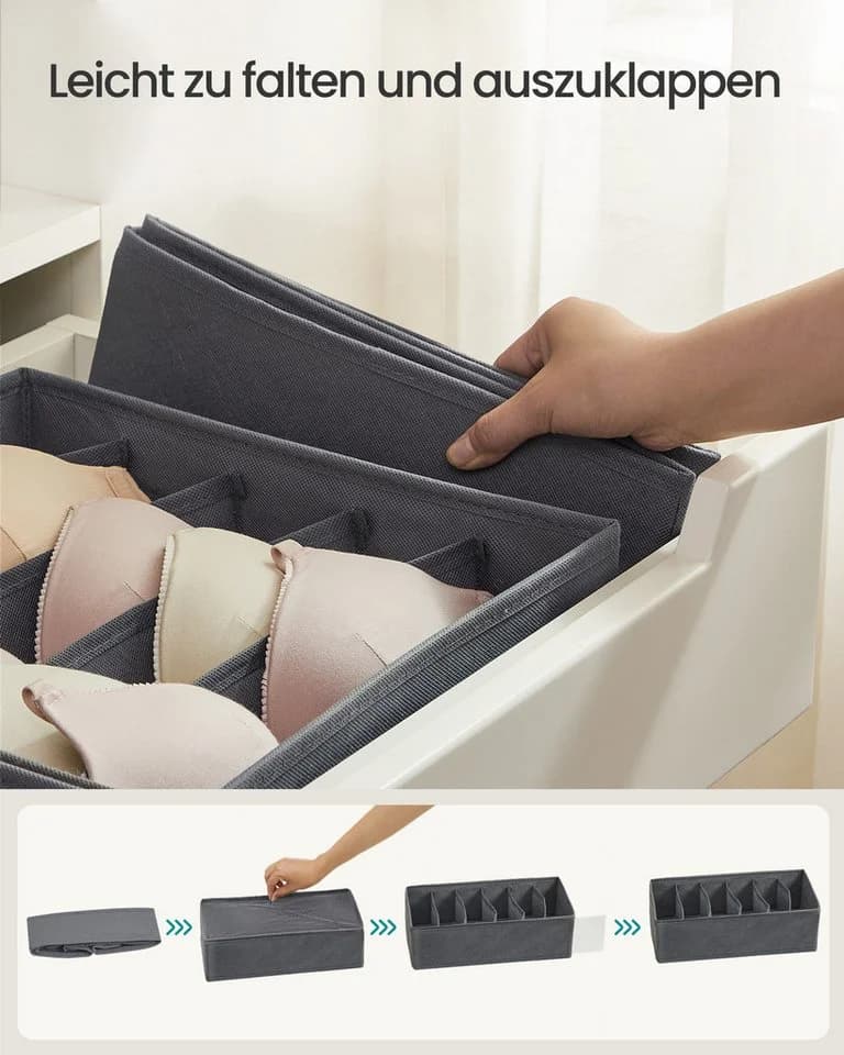 SONGMICS Aufbewahrungsbox Schubladen-Organizer 8er Set Grau Stoffboxen - Bild 5