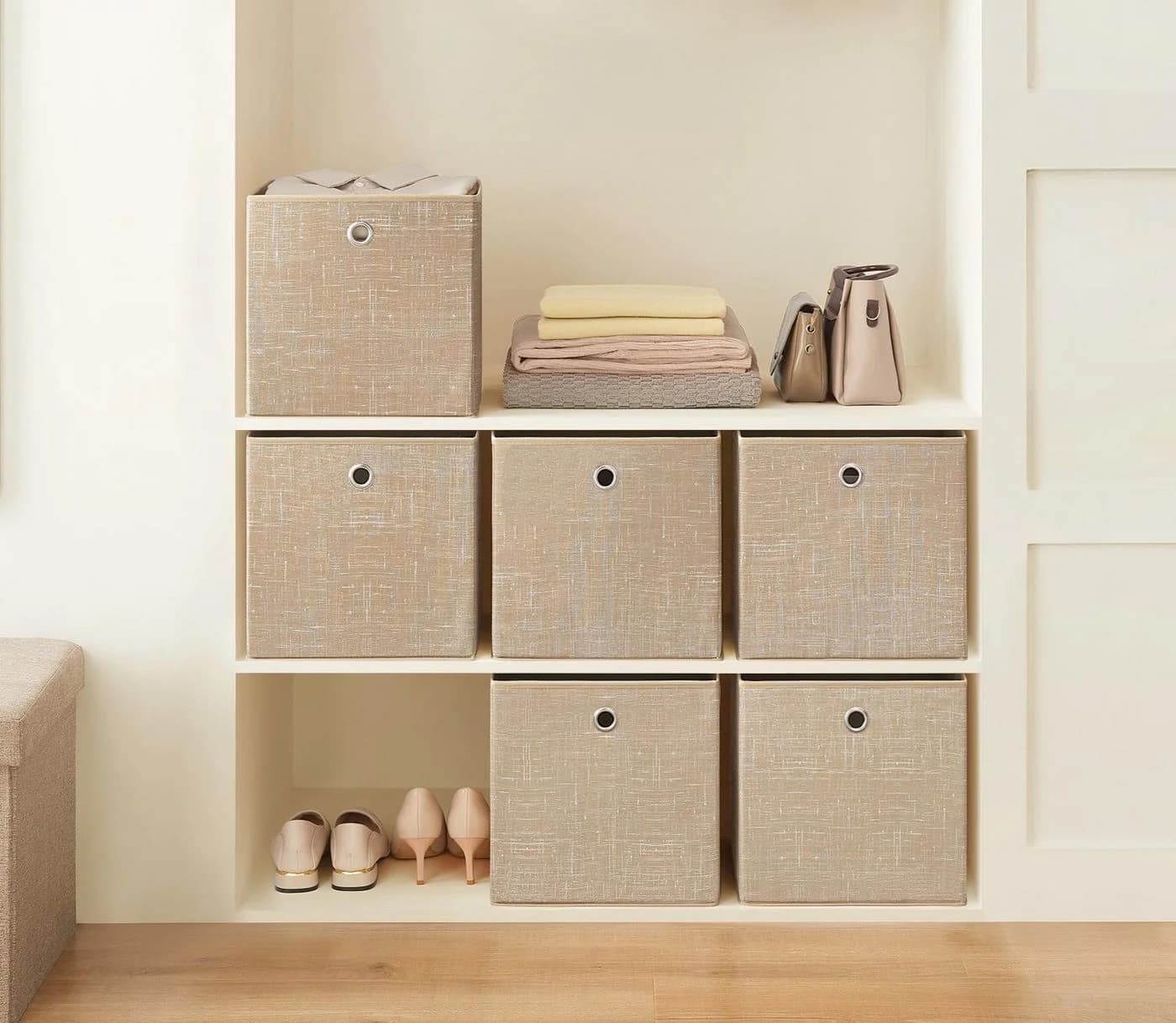 SONGMICS Aufbewahrungsboxen 6er Set Sandbeige Vliesstoff - Bild 2