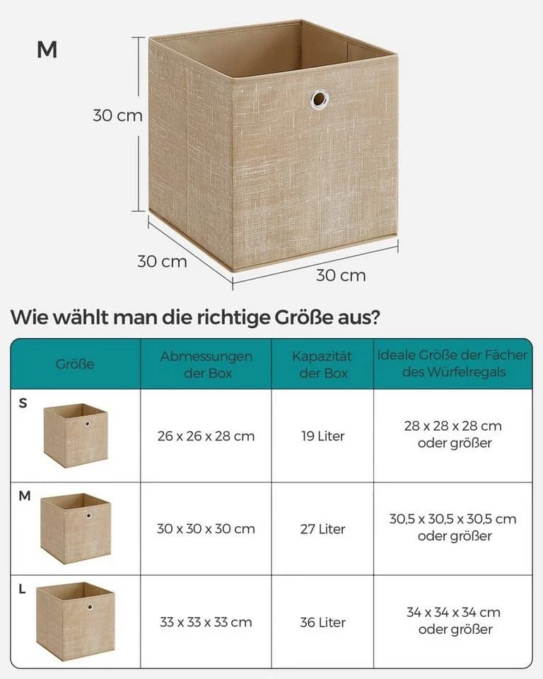 SONGMICS Aufbewahrungsboxen 6er Set Sandbeige Vliesstoff - Bild 4