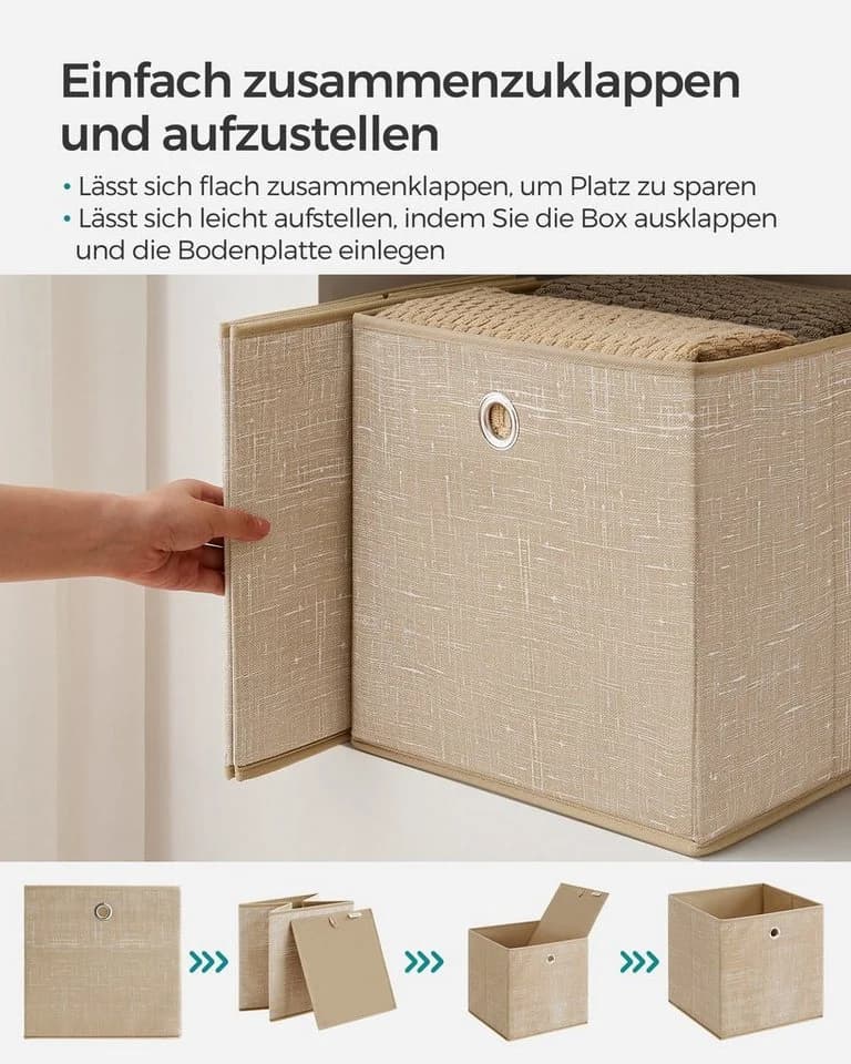 SONGMICS Aufbewahrungsboxen 6er Set Sandbeige Vliesstoff - Bild 5