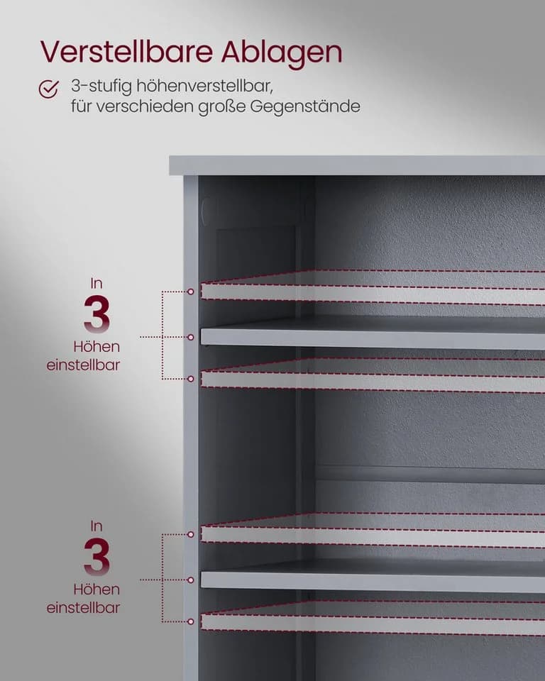 VASAGLE Waschbeckenunterschrank Unterschrank Badezimmerschrank extra lang, offene Fächer, höhenverstellbare Ablagen - Bild 5