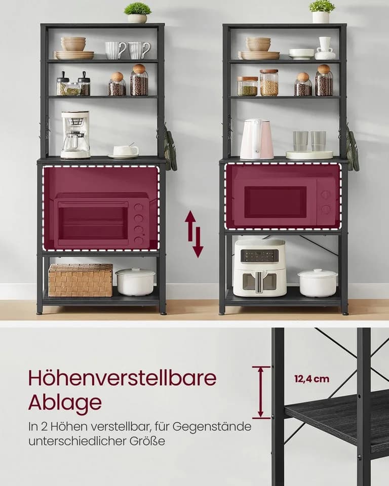 VASAGLE Küchenregal mit 6 Haken Anthrazitgrau-Tintenschwarz - Bild 5