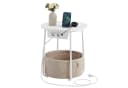 VASAGLE Beistelltisch rund mit Steckdose USB-Anschlüsse Stoffkorb 45 cm Bild 2