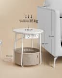 VASAGLE Beistelltisch rund mit Steckdose USB-Anschlüsse Stoffkorb 45 cm Bild 5