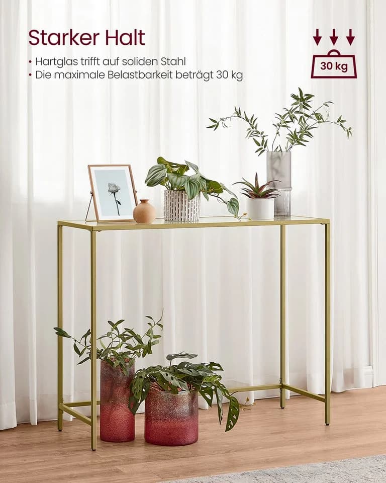 VASAGLE Konsolentisch Beistelltisch Hartglas Moderner Sofatisch Flur - Bild 4