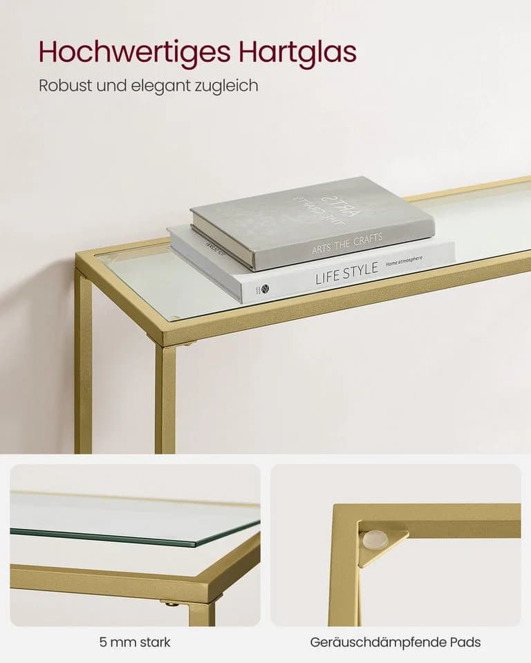 VASAGLE Konsolentisch Beistelltisch Hartglas Moderner Sofatisch Flur - Bild 5