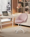 SONGMICS Bürostuhl Pastellrosa Schreibtischstuhl aus Samt für Schminktisch Bild 1