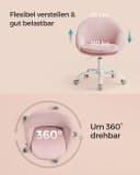 SONGMICS Bürostuhl Pastellrosa Schreibtischstuhl aus Samt für Schminktisch Bild 5