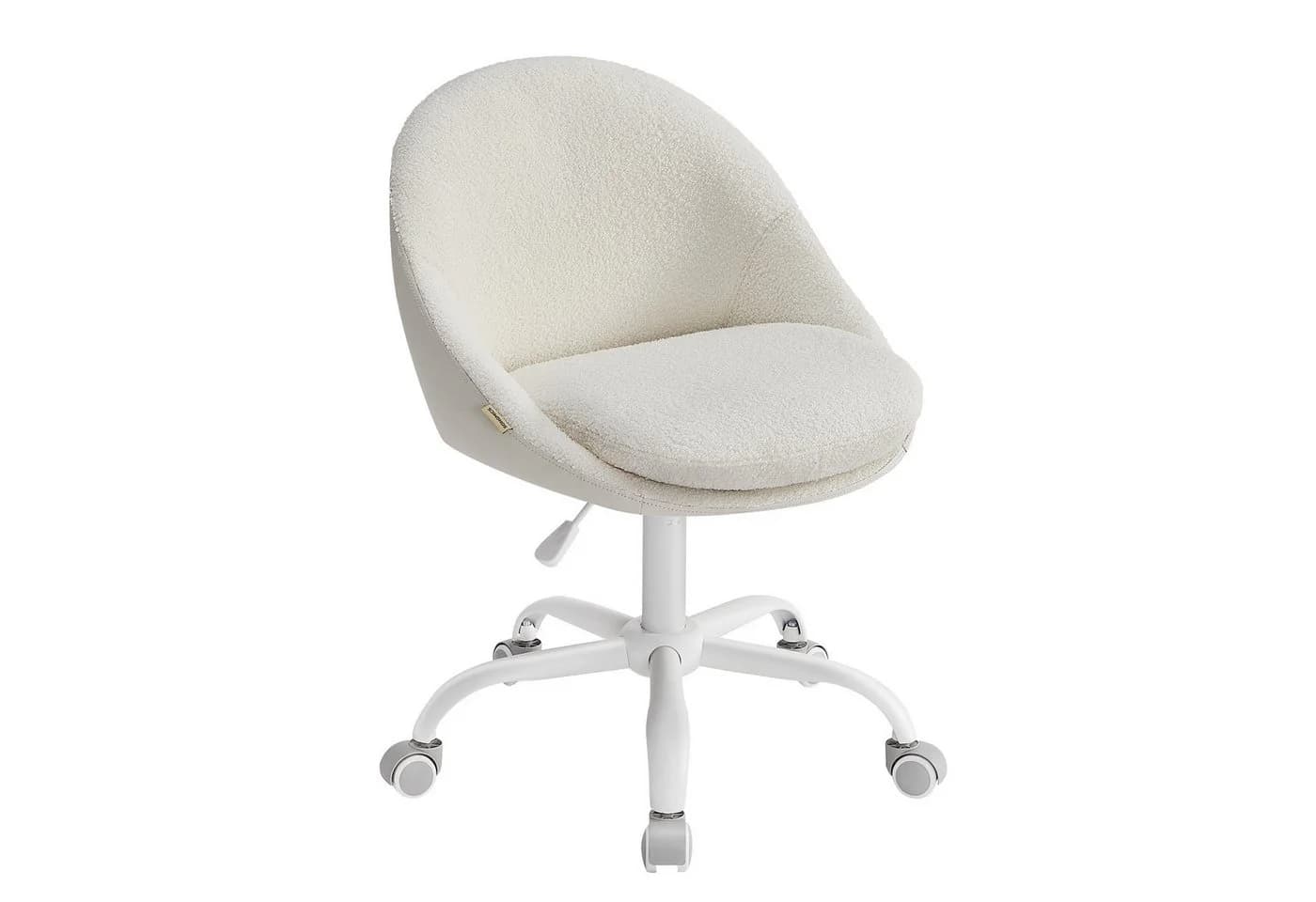 SONGMICS Bürostuhl Cappuccinobeige-Wolkenweiß Schreibtischstuhl Sherpa-Stoff