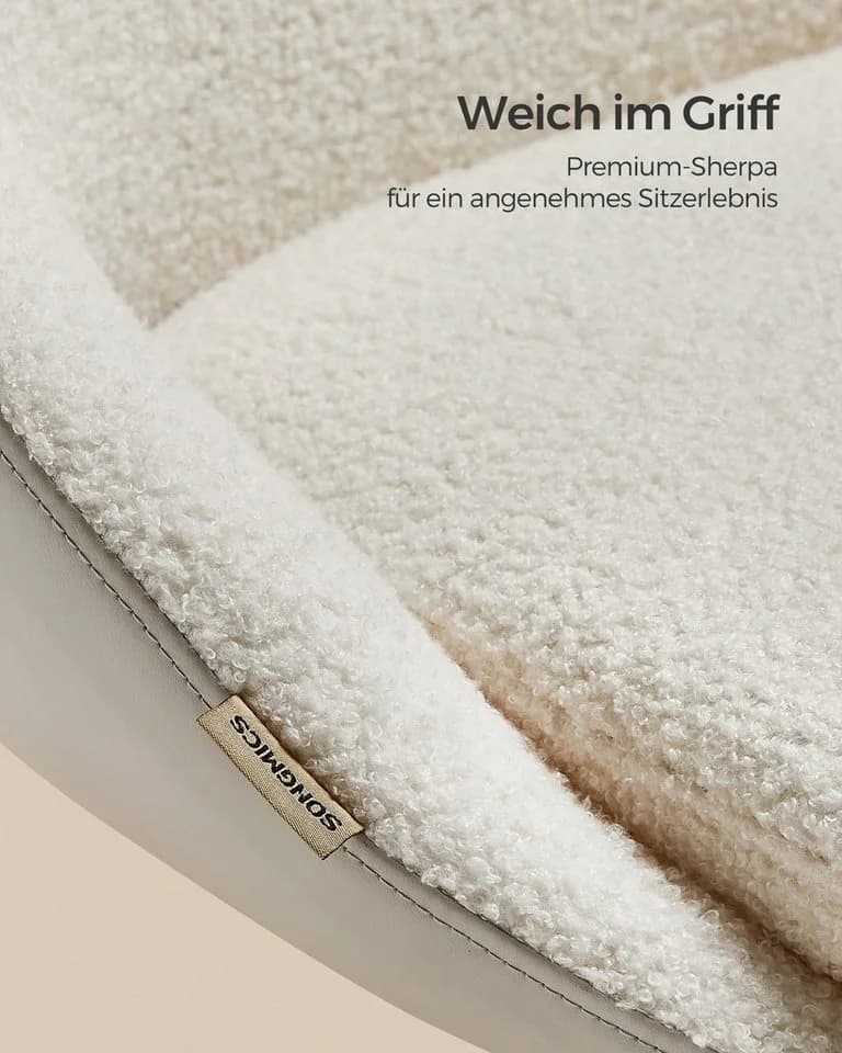 SONGMICS Bürostuhl Cappuccinobeige-Wolkenweiß Schreibtischstuhl Sherpa-Stoff - Bild 4