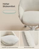 SONGMICS Bürostuhl Cappuccinobeige-Wolkenweiß Schreibtischstuhl Sherpa-Stoff Bild 5