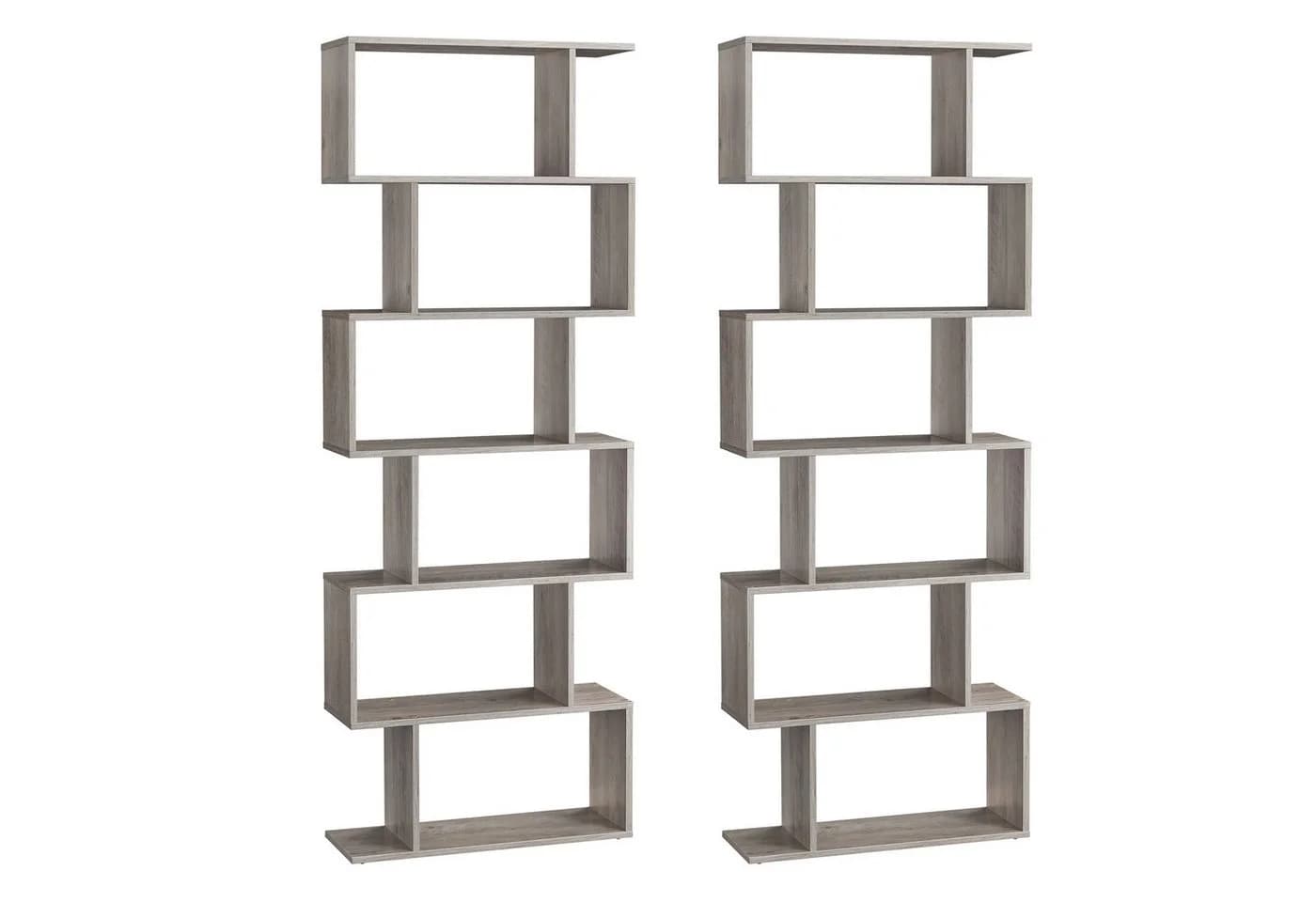 VASAGLE Bücherregal 2-tlg. Standregal 6 Fächer Holzwerkstoff 70x190,5x24cm