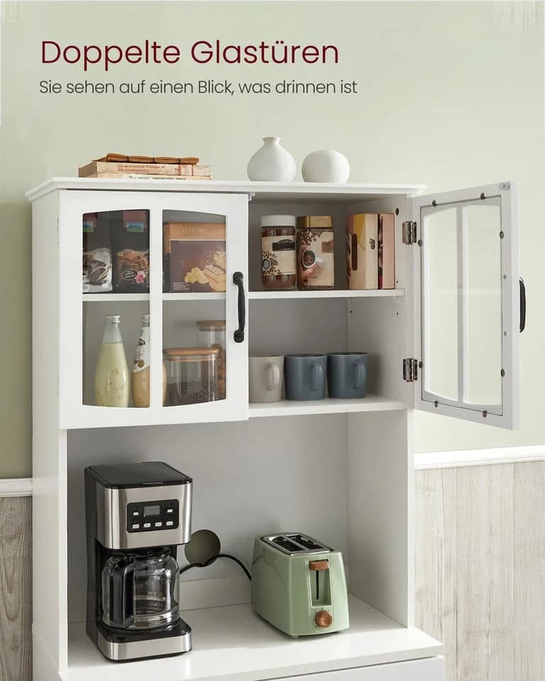VASAGLE Buffet Mehrzweckschrank Vorratsschrank Weiß