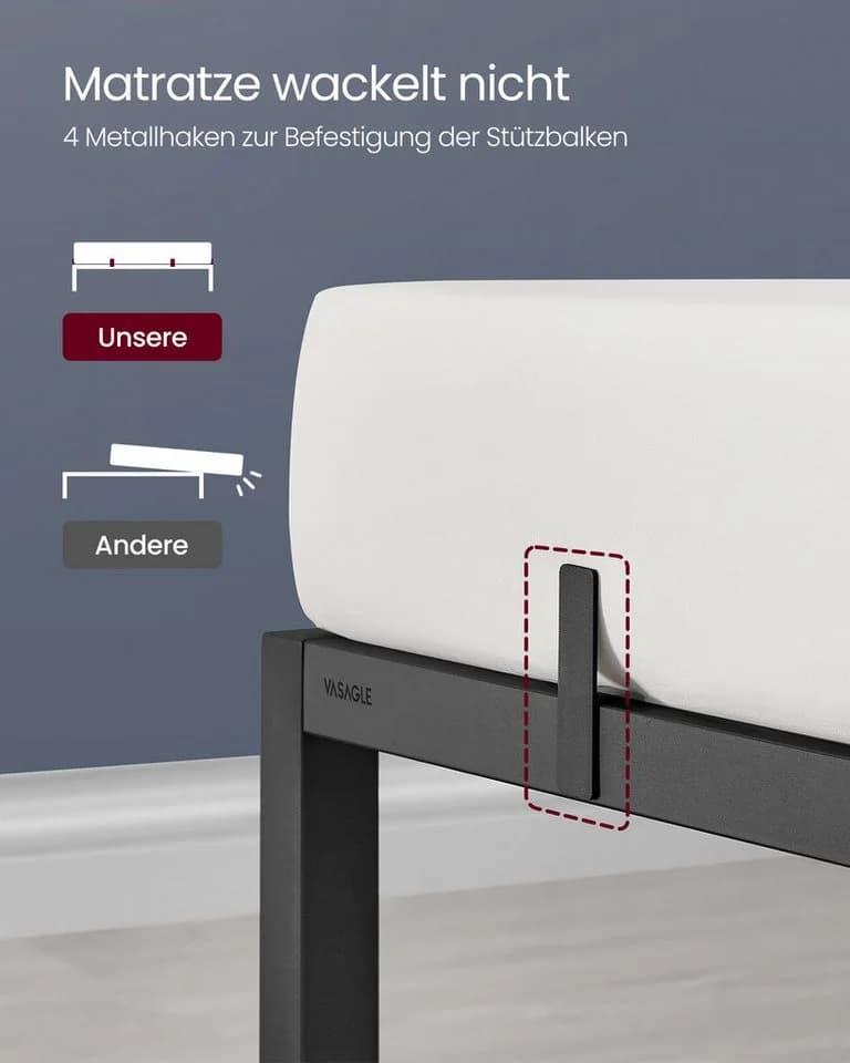 Modernes Bettgestell aus pulverbeschichtetem Metall in klassischem Schwarz - Bild 3