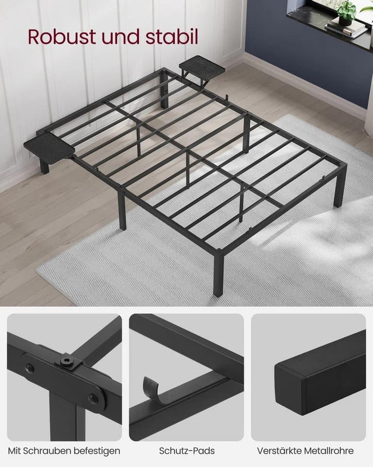 Modernes Bettgestell aus pulverbeschichtetem Metall in klassischem Schwarz - Bild 5
