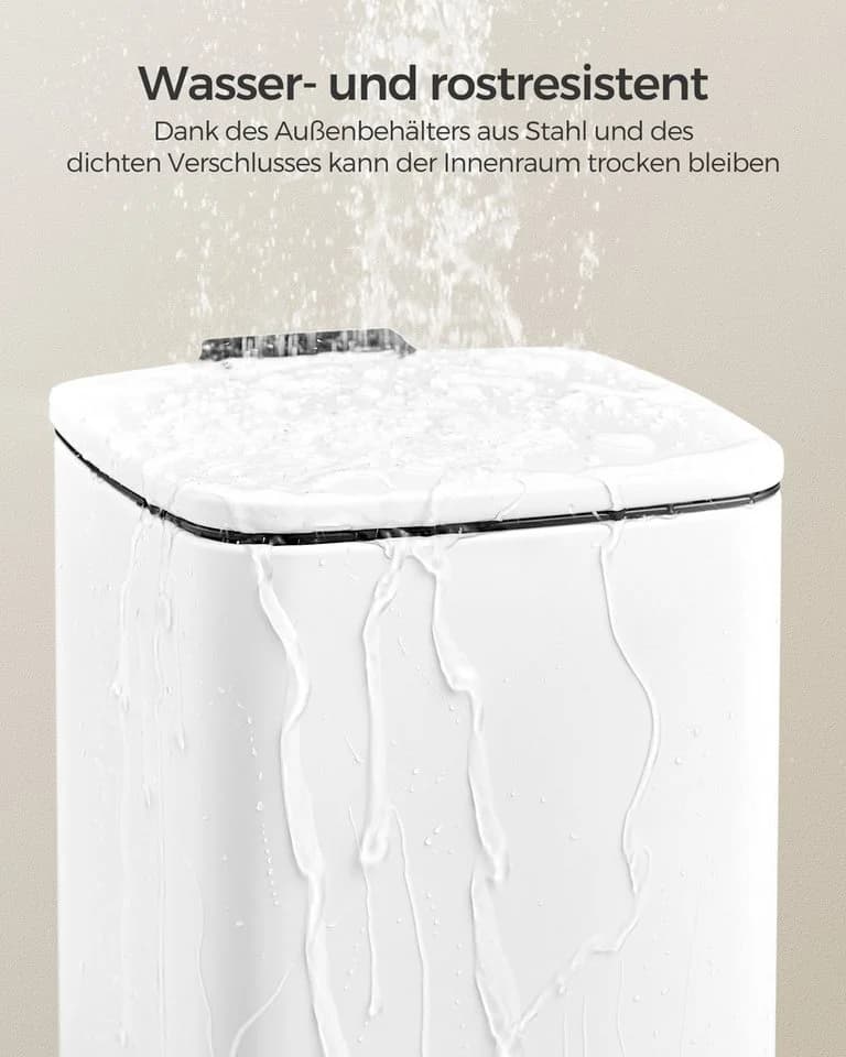 SONGMICS Tretmülleimer Bad 8L Weiß Softclose Pedal