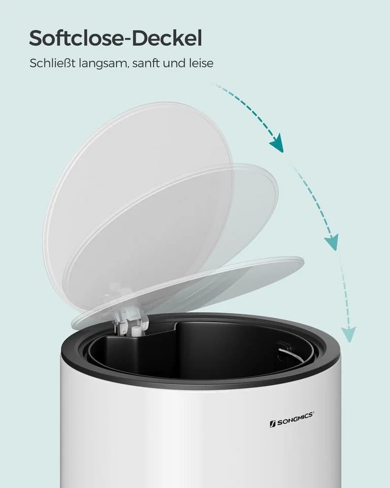 SONGMICS Kosmetikeimer Bad 3L Softclose Schwarz/Weiß - Bild 3