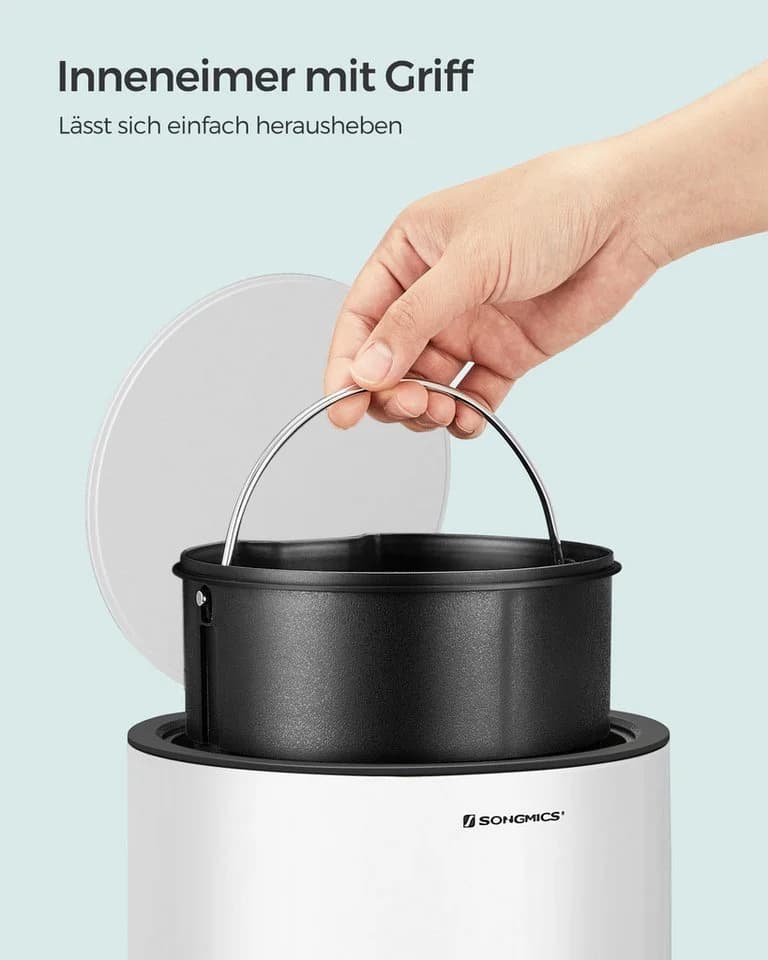 SONGMICS Kosmetikeimer Bad 3L Softclose Schwarz/Weiß - Bild 5